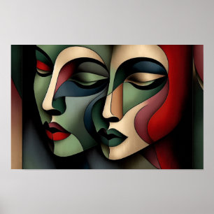 Poster Abstrait moderne Cubism