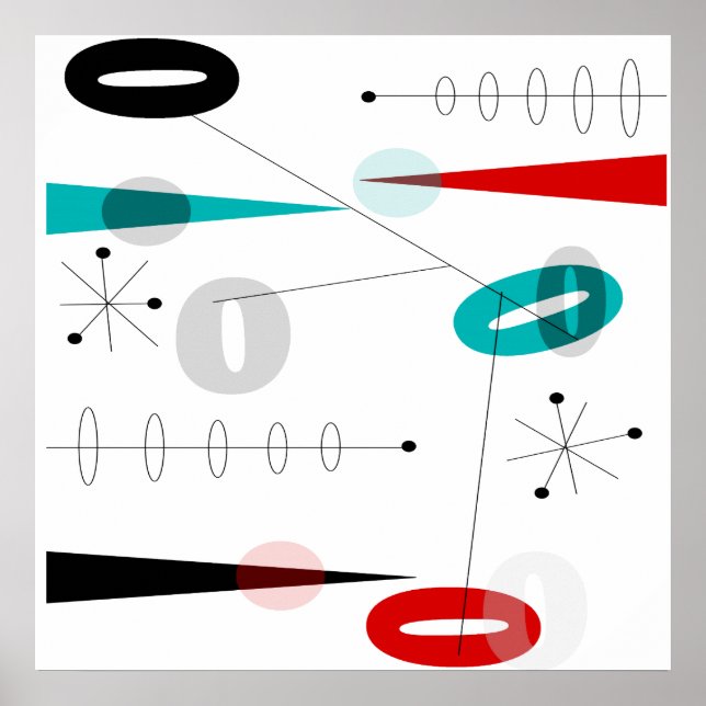 Poster Abstrait moderne du milieu du siècle #40 (Devant)