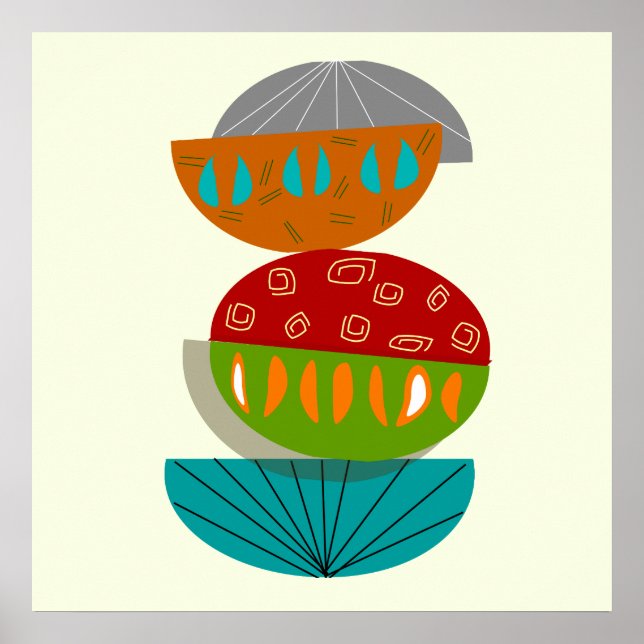 Poster Abstrait moderne du milieu du siècle #54 (Devant)