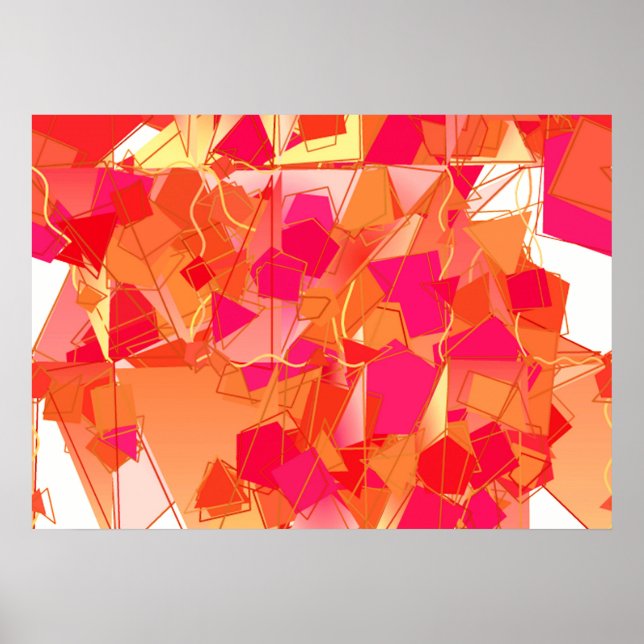 Poster Abstrait orange et rose chaud (Devant)