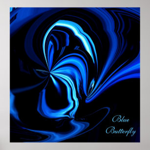 Poster Abstrait Papillon bleu
