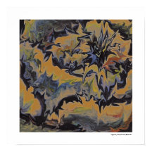 Abstrait Pop Fine Art Cool Retro Bleu foncé Jaune