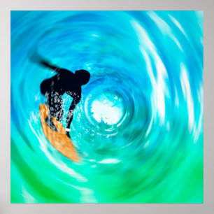 Poster Abstrait Surfer Silhouette