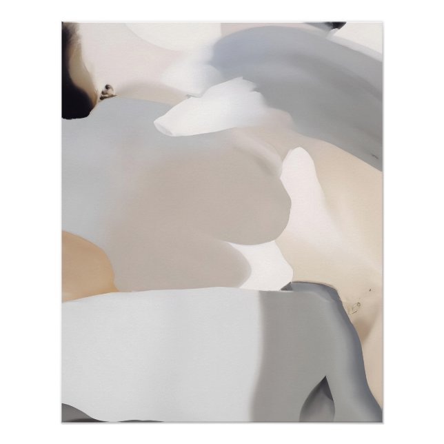 Poster Abstrait Terre Neutre avec Formes Organiques (Devant)