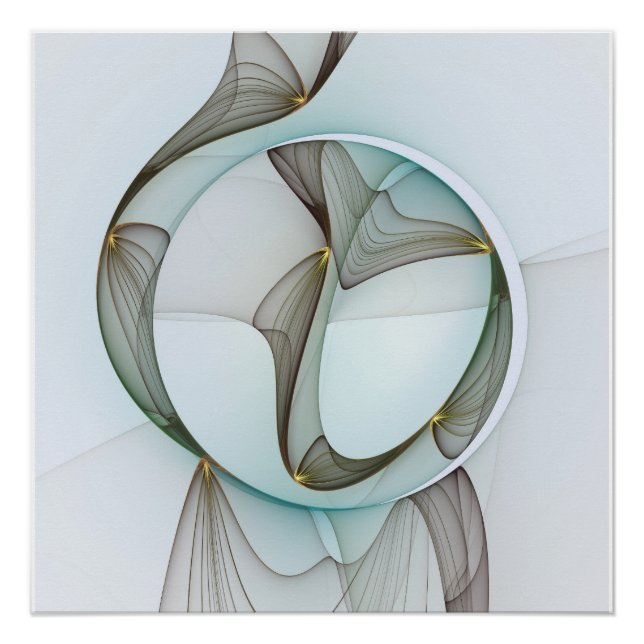 Poster Abstrait Turquoise Brown Gold Elegance (Devant)