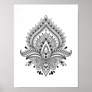 Poster Abstrait yin yang mandala 8,5" x 11"