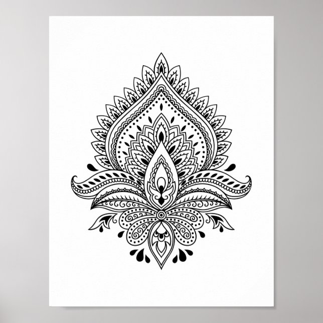 Poster Abstrait yin yang mandala 8,5" x 11" (Devant)