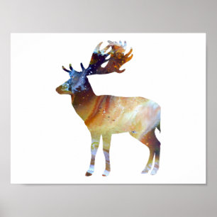 Poster Abstraite silhouette de cerf en jachère
