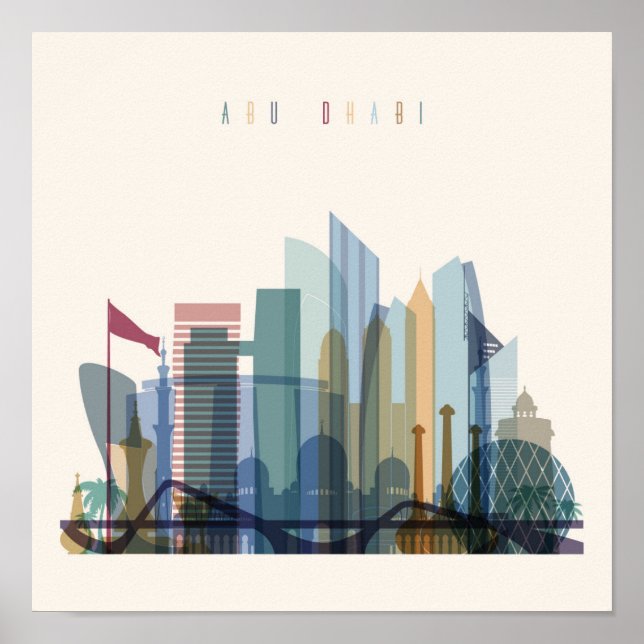 Poster Abu Dhabi, United Arab Emirat | Skyline (Devant)