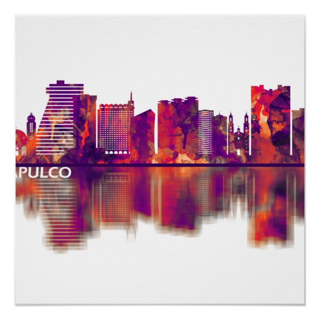 Poster Acapulco Mexico Skyline (Devant)
