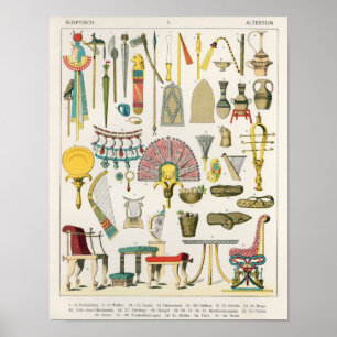 Poster Accessoires égyptiens, de 'der Voelker de Trachten