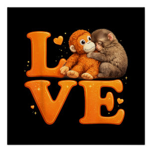 Poster Accroche-Toi Singe Mignon Bébé Macaque