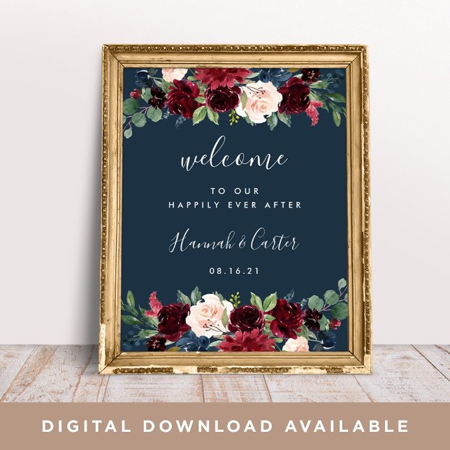 Poster Accueil du Mariage de fleurs radieuses (Créateur téléchargé)