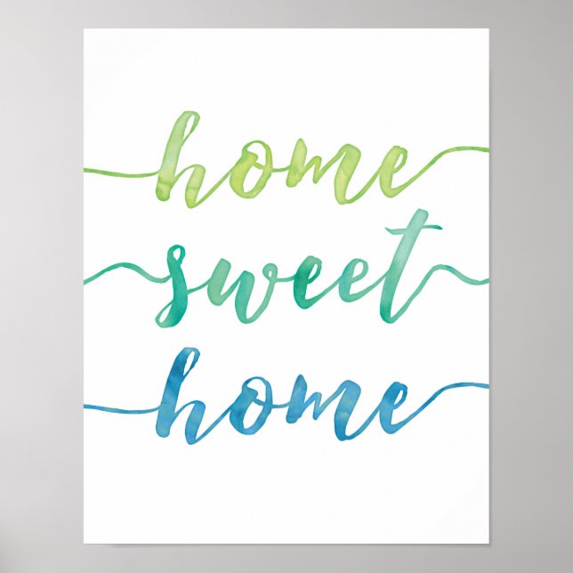 Poster Accueil home doux imprimé d'affiche vert et bleu (Devant)
