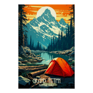 Poster Accueil parmi les géants   Camping Grand Teton
