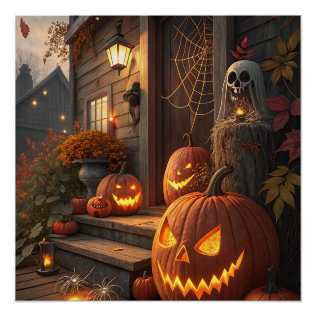 Poster Acheter des décorations de citrouille pour Hallowe (Devant)