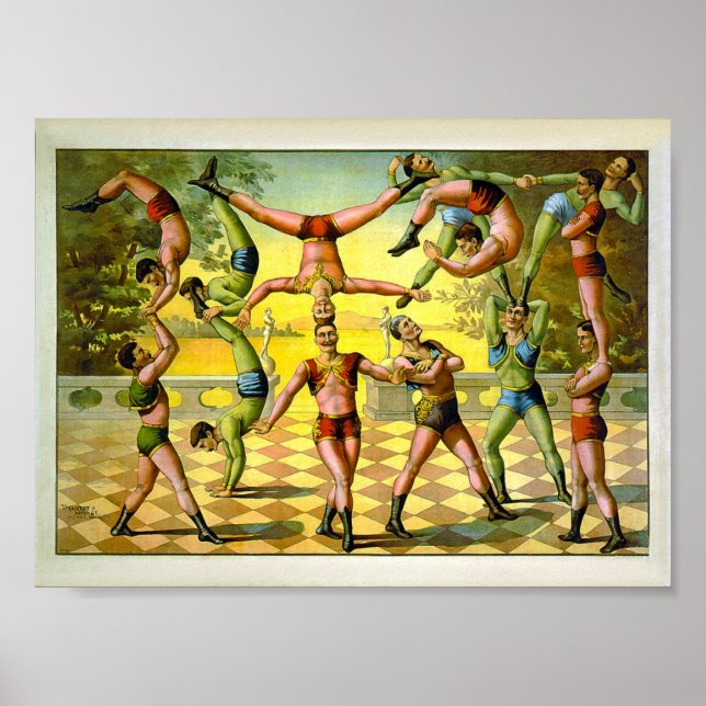 Poster acrobatie 1891 Cirque Vintage (Devant)
