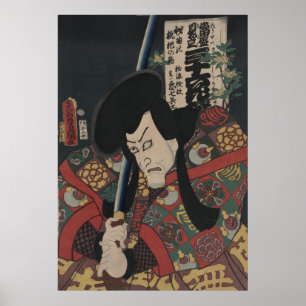 Poster Acteur japonais Ukiyo-e Samurai Kabuki par Kunisad