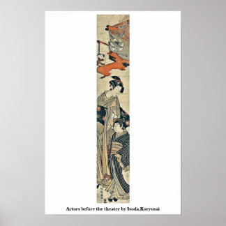Poster Actors before the theater by Isoda,Koryusai