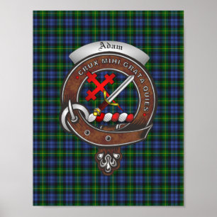 Poster Adam Clan Badge & Tartan 8.5x11