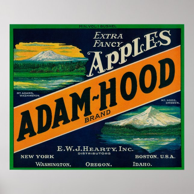 Poster Adam-Hood Apple Crate Label Hood River, OU (Devant)