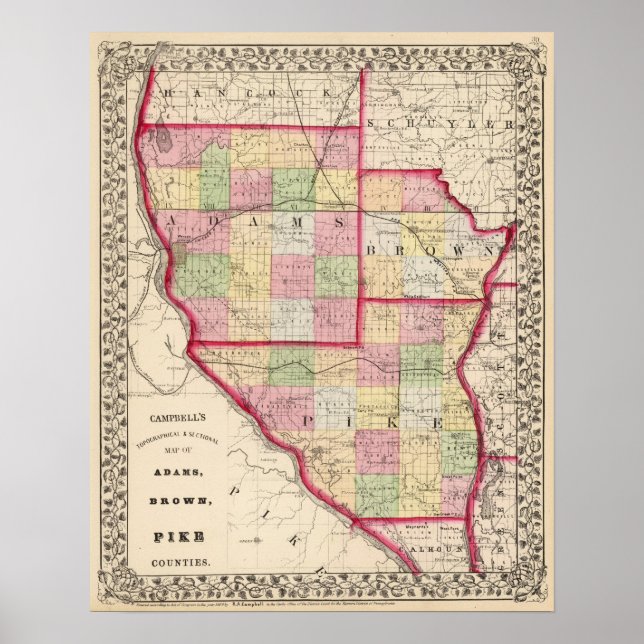 Poster Adams, Brown, comtés de Pike (Devant)