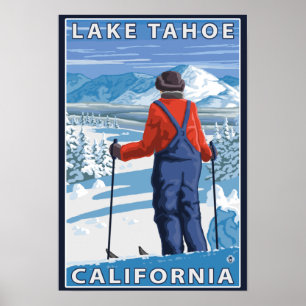 Poster Admirer de skieur - le lac Tahoe, la Californie