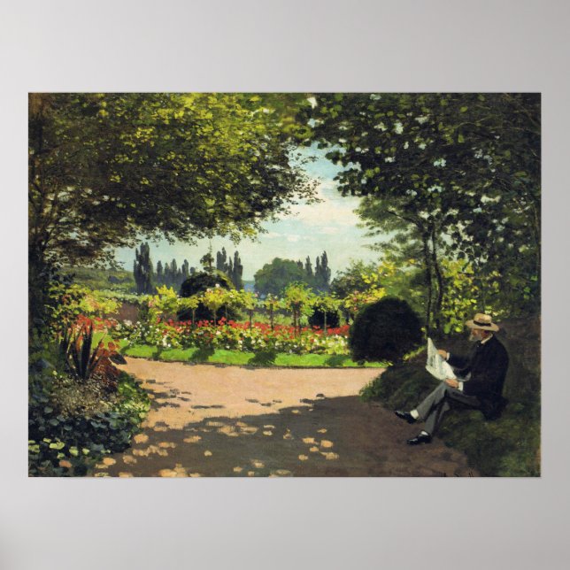 Poster Adolphe Monet Lecture dans le jardin - Claude Mone (Devant)