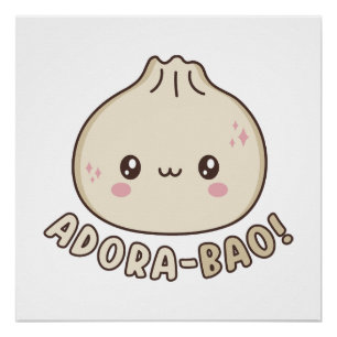 Poster Adora-Bao Cute Kawaii Bao Louveur de jeu de mots