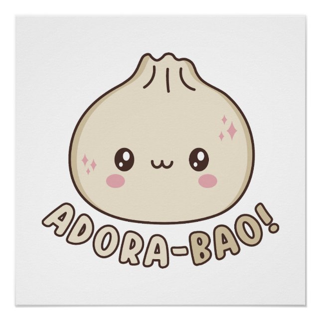 Poster Adora-Bao Cute Kawaii Bao Louveur de jeu de mots (Devant)