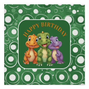 Poster Adorable Baby Dinosaur's Party