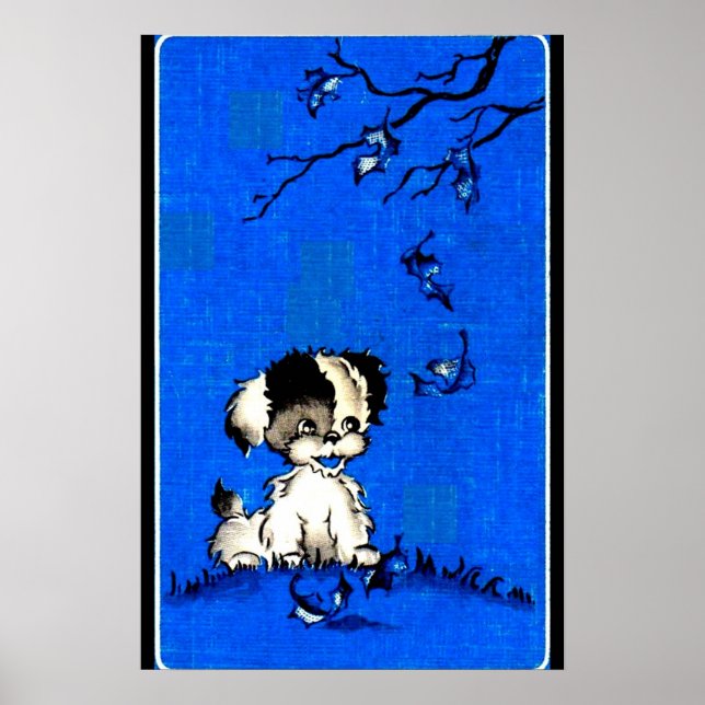 Poster adorable chiot en automne (Devant)