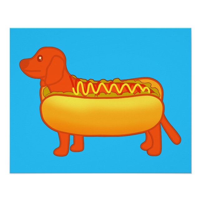 Poster Adorable Dachshund Hot Dog (Devant)