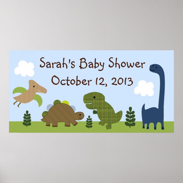 Poster Adorable Dino/Dinosaures Baby shower Poster/Banniè (Devant)