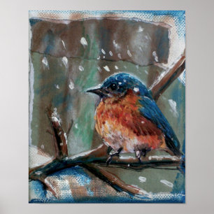 Poster Adorable Eastern Bluebird Winter Art Imprimer