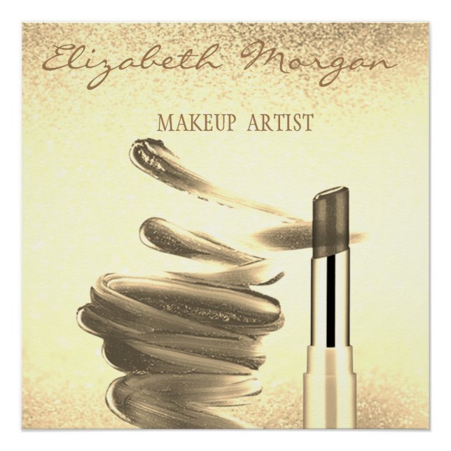 Poster Adorable Gold Lipstick, artiste maquillage (Devant)
