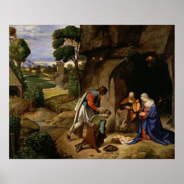 Poster Adoration des bergers par Giorgio da Castelfra (Devant)