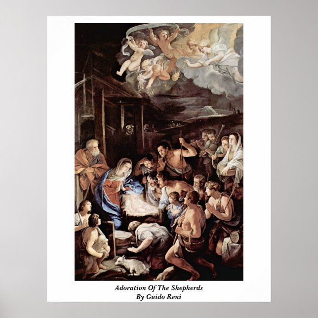 Poster Adoration Des Bergers Par Guido Reni (Devant)