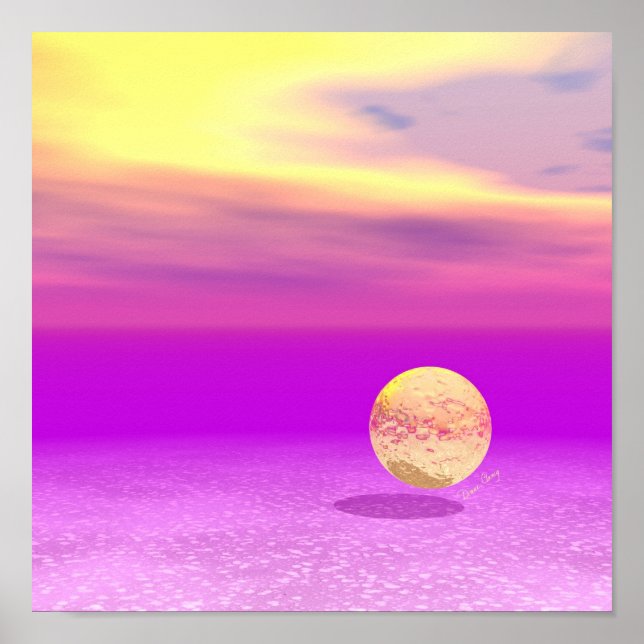 Poster Adrift, Abstrait Gold Violet Ocean (Devant)