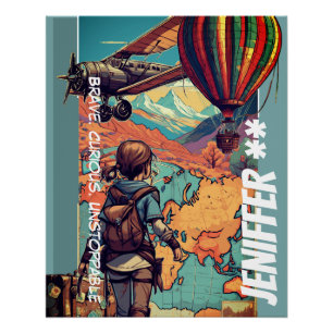 Poster Adventure Girl, thème de voyage personnalisé