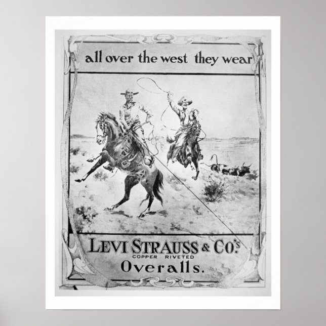 Poster Advert pour Levi Strauss & Co, c.1900 (litho) (Devant)