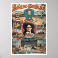 Poster advertising Annie Oakley featuring in Buffa