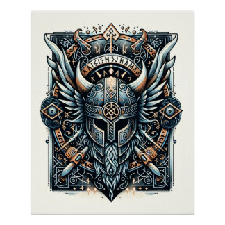 Poster AEgishjálmr - Casque viking de la protection Awe N