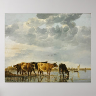 Poster Aelbert Cuyp - Vaches dans une rivière