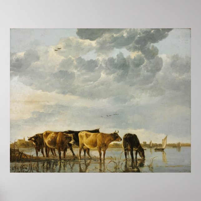 Poster Aelbert Cuyp - Vaches dans une rivière (Devant)