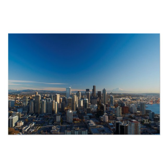 Poster Aerial view of Seattle city skyline (Devant)