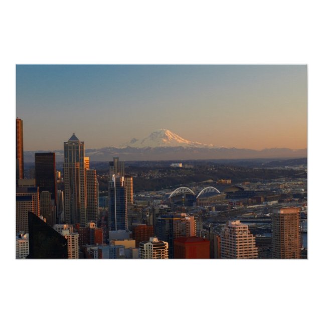 Poster Aerial view of Seattle city skyline 2 (Devant)