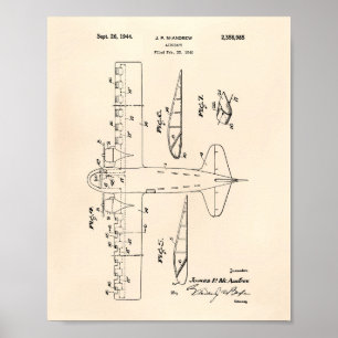 Poster Aéronef 1944 Brevet Art Old Peper