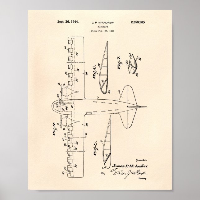 Poster Aéronef 1944 Brevet Art Old Peper (Devant)