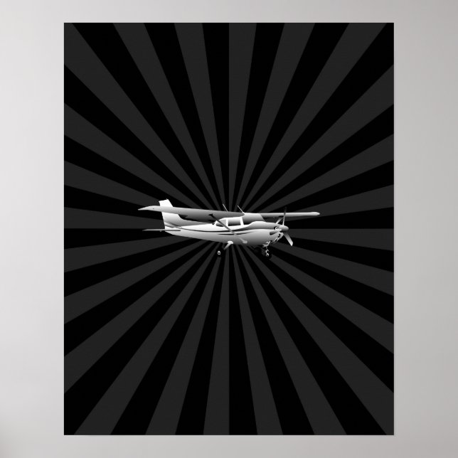 Poster Aéronef Cessna Silhouette Flying Black Burning (Devant)